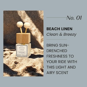 Beach Linen Car Diffuser | Clean Laundry Car Scent | Fresh Linen & Ozone | Long Lasting Air Freshener | Essential Oil Vent Clip