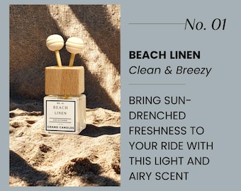 Beach Linen Car Diffuser | Clean Laundry Car Scent | Fresh Linen & Ozone | Long Lasting Air Freshener | Essential Oil Vent Clip