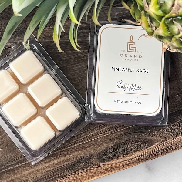 Pineapple Sage Soy Wax Melt - Tropical Aroma with Natural Ingredients - Scented Soy Wax Tart