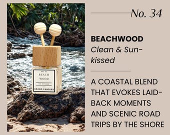 Beachwood Car Diffuser | Fresh Ocean Car Scent | Long Lasting Air Freshener | Vent Clip Essential Oil | Clean Coastal Car Scent