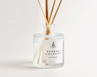 Bamboo Coconut Reed Diffuser – Clean Fresh Home Fragrance | Long Lasting Bathroom Bedroom Decor | Flameless Spa Diffuser | Self Care Gift