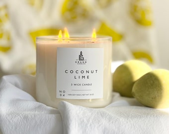 Scented Candle - Coconut Lime Scented Soy Candle - Hand-Poured All Natural Soy Candle