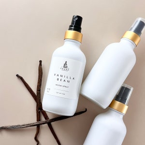 Linen Spray | Natural Non-Toxic Room Mist for Cozy Bedding | Vanilla Bean Room Spray | 4 oz White Bottle