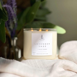 Lavender Sage Soy Candle – Herbal Candle with Lavender & Sage – Scented Soy Wax Candle