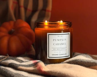 Pumpkin Caramel Soy Candle – Best Fall Scented Candle | Clean Burning Dessert Candle | Long Lasting Autumn Soy Wax Candle for Cozy Homes