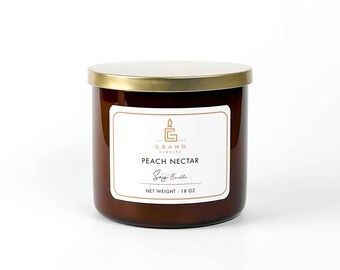 Peach Nectar Wood Wick Candle | Handmade Soy Candle with Natural Fragrance