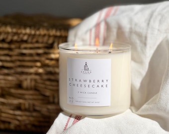 Strawberry Cheesecake Soy Candle – Sweet Dessert Candle for Her | Best Friend Gift | Non-Toxic Clean Burning Home Scent & Aromatherapy