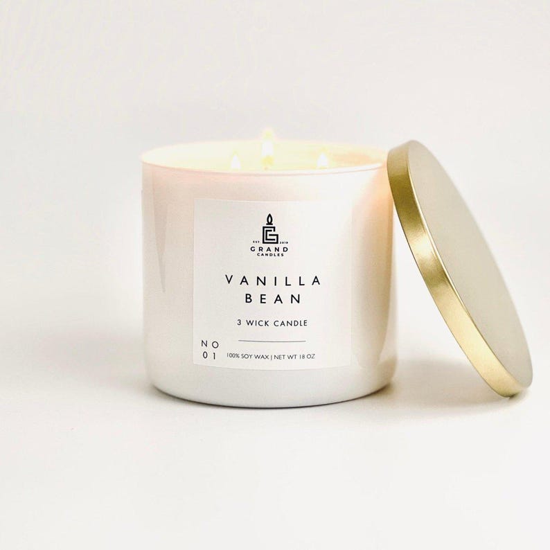 Vanilla Bean Soy Candle - VANILLA - 18 - WHT Grand Candles