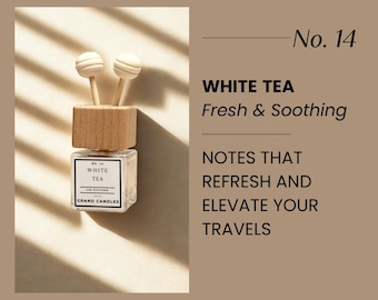 White Tea Car Diffuser | Clean Spa Car Scent | Long Lasting Car Air Freshener | Essential Oil Vent Clip | Non-Toxic Fragrance