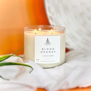 Blood Orange Soy Candle – Citrusy Scented Candle for Her | Sweet Fruit Gift | Non-Toxic Clean Burning Amber Jar Home Fragrance Candle