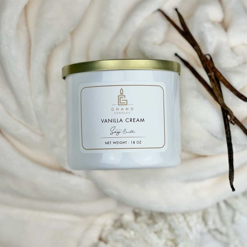 Vanilla Soy Candle Scented Vanilla Candle 18 Oz Soy Candle Etsy