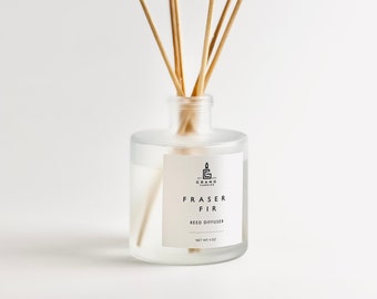 Fraser Fir Reed Diffuser, Pine Scented Oil Diffuser Bottle,| Holiday Scented Reed Sticks, Essential Oil Diffuser, Holiday Room Fragrance