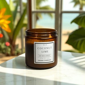 Scented Candle - Coconut Lime Scented Soy Candle - Hand-Poured All Natural Soy Candle