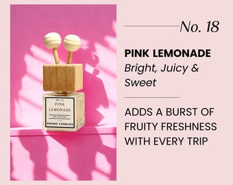 Pink Lemonade Car Diffuser | Fruity Sweet Car Scent | Lemon, Strawberry & Vanilla | Long Lasting Essential Oil Vent Clip Freshener