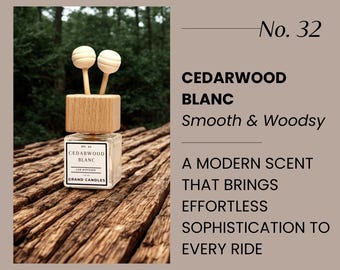 Cedarwood Blanc Car Diffuser | Woodsy Clean Car Scent | Long Lasting Air Freshener | Essential Oil Vent Clip | Non-Toxic Car Fragrance