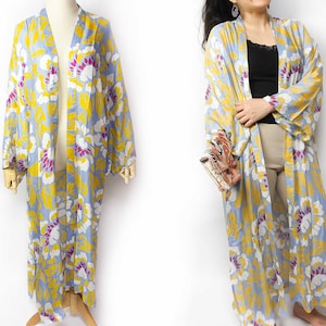 Peony UV Protection Oversized length Long Kimono  / Bohemian Short Kimono / Boho Kimono Robe Women / Japanese fashion / Holiday Look