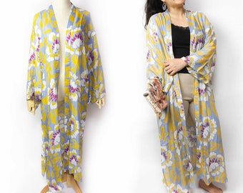 Peony UV-Schutz Übergroße Länge Langer Kimono / Boho Kurz Kimono / Boho Kimono Robe Frauen / Japanische Mode / Urlaubs-Look
