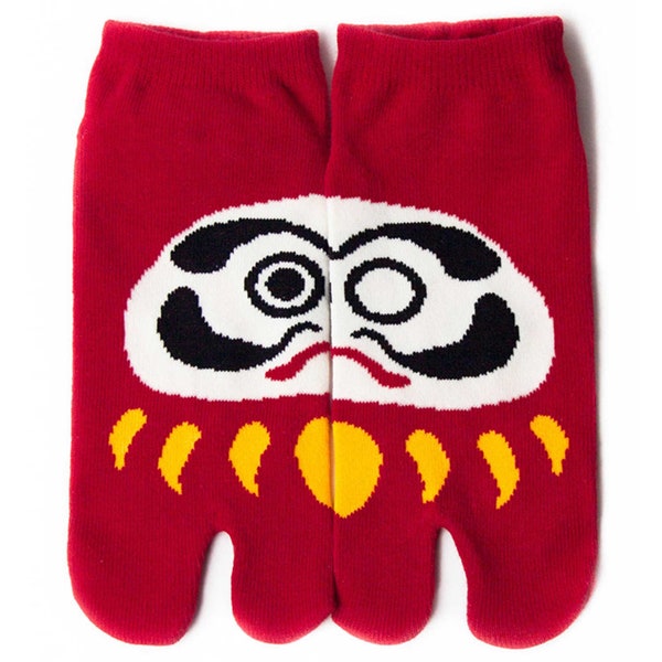 Daruma Red High Quality Tabi Socks / Unisex 2 Toe Socks / Japanese style men's women’s Split-Toe tabi extra low cut socks / Gift for couple