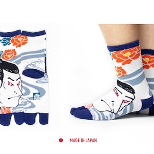 Japanese Ukiyoe Kabuki High Quality Tabi Socks / Unisex 2 Toe Socks / Japanese style men&#39;s women’s Split-Toe tabi mid calf socks
