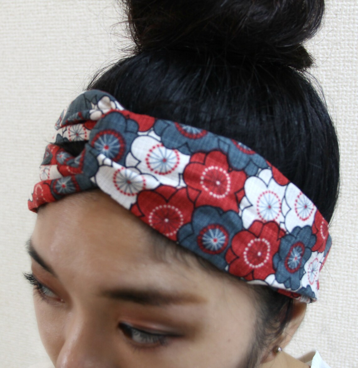 Japanese Fabric / Floral Print / Adult Headband Woman / Japanese Cotton ...