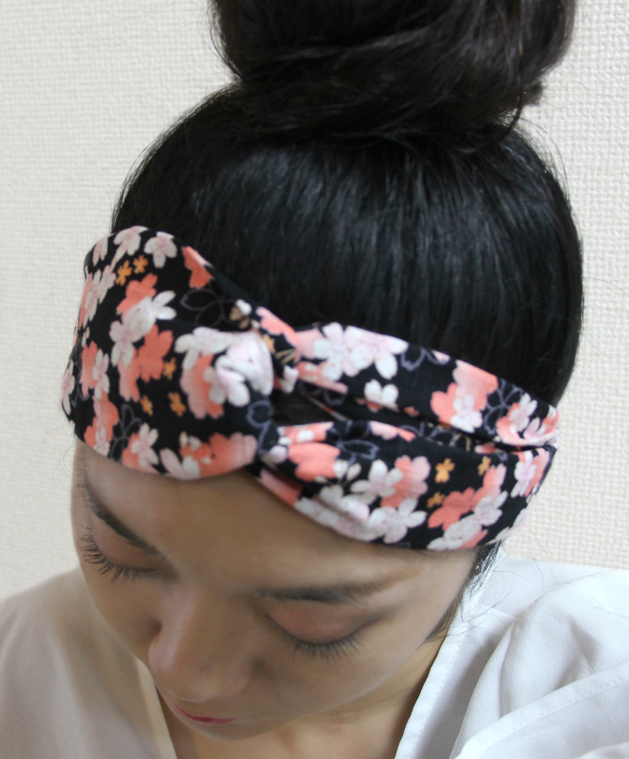 Japanese Fabric / Floral Print / Adult Headband Woman / Japanese Cotton