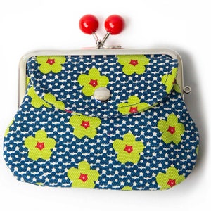 Sonnenblume Doppel Kiss lock Geldbörse mit Außentasche / Doppeltaschen Brieftasche / Brieftasche mit japanischem Muster / Niedliche Geldbörse für Geschenk