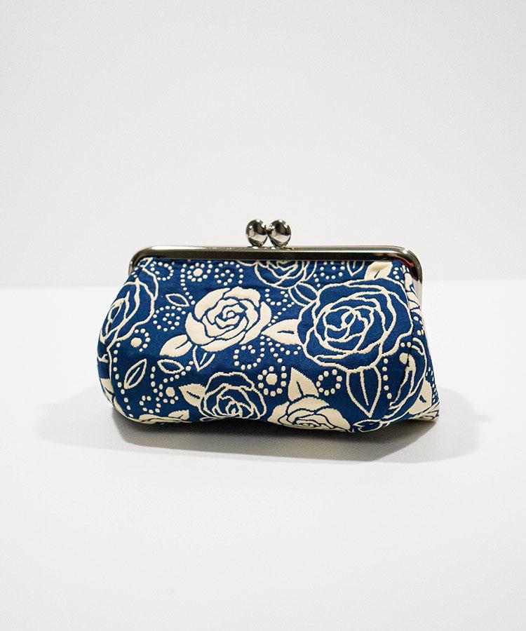 Rose Weave Gamaguchi Purse, Japanese Kiss Lock Wallet Handmade in