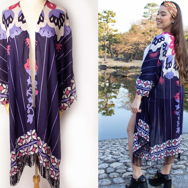 Love The One You’re With Silk Fringe Kimono main image 1