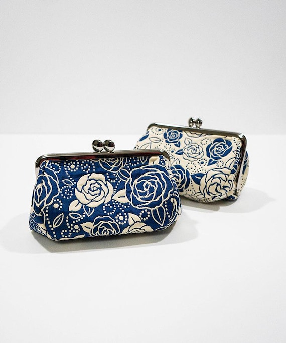 engrave the cross シガーケース　ポーチ　ginzi kmrii Rose Weave Gamaguchi Purse, Japanese Kiss Lock Wallet Handmade in