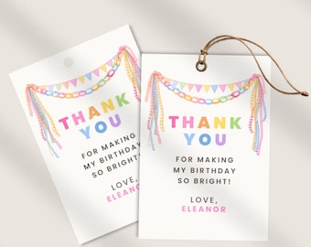 Birthday Thank You Card Template, Editable Canva Printable Thank You Card, Kids Birthday Party Thank You, Instant Download