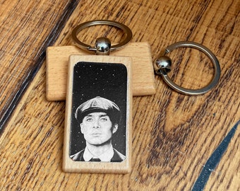 Tommy Shelby Personalised Keychain, Cillian murphy, wood keyring, small gifts, for her, birthday present, Christmas gift, stocking fillers,