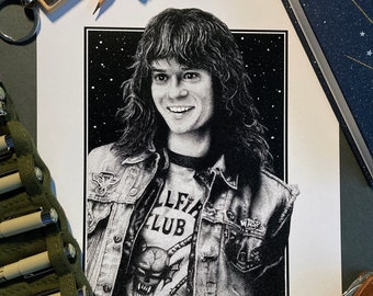 Limited Edition Joseph Quinn Print, Pointillism Pen Drawing, A4 Fan Art
