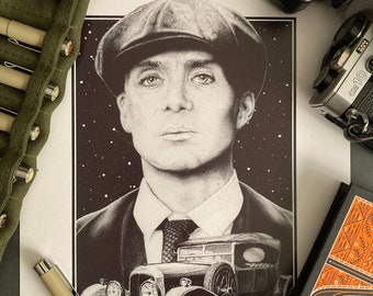 Tommy Shelby Pointillism Art Print, Limited Edition A4