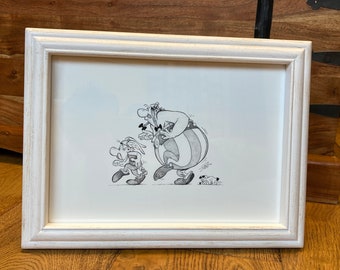 Asterix Original Pen Drawing Framed
