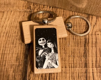 Personalised Movie Keychain, wood keyring, small gifts, for him, for her, birthday present ideas, stocking fillers