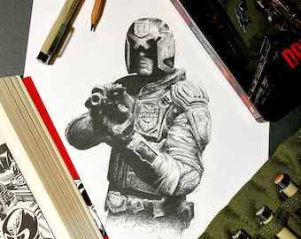 Limited Edition 90's film Pen Drawing, Signed A4 Print