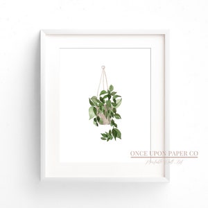 Hanging Plant Print Plant Wall Art Plant Art Green Wall - Etsy