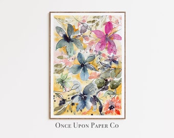 Large Watercolor Flowers Wall Art Print (Digital Download)