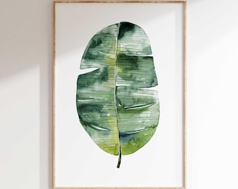 Watercolor Banana Leaf Print: Tropical Wall Art (Digital Download)