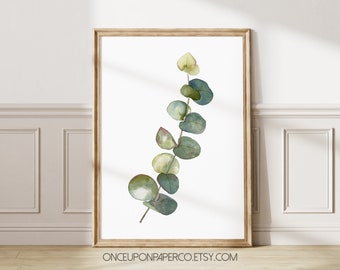 Watercolor Eucalyptus Leaf Print: Botanical Wall Art (Digital Download)