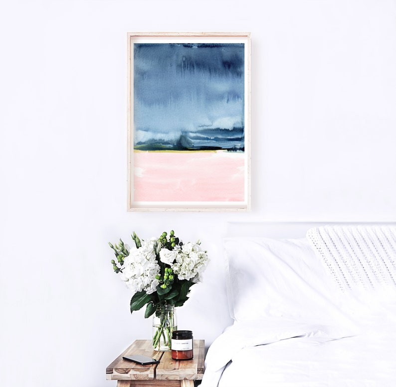 Blue Wall Art Navy Blue Wall Art Gallery Wall Decor Large Etsy