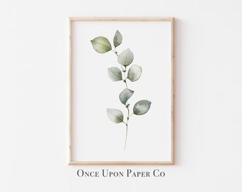 Watercolor Eucalyptus Leaf Print, Australian Botanical Wall Art (Digital Download)