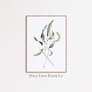 Eucalyptus leaf print, Watercolor wall art, Australian plant print, Digital download, Gum leaves, Botanical artwork, Green leaf print