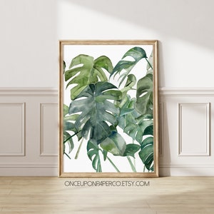 House plant print in watercolor, Rubber plant print, Tropical leaf decor, Leaves wall art, Modern botanical, Boho chic, Large poster