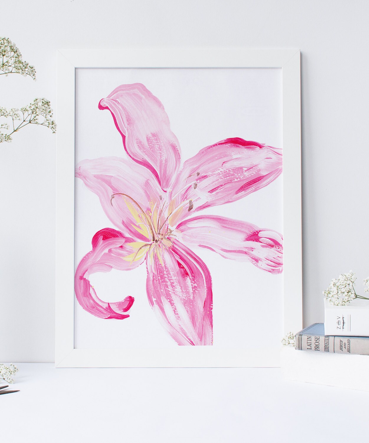 Large Wall Art Botanical Print of Flower. Pink Acrylic Flower | Etsy