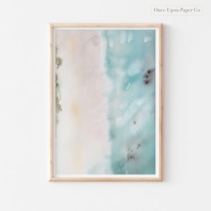 Impresión abstracta de acuarela oceánica: Arte mural para casa de playa (descarga digital)