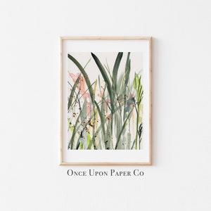 Wild flowers print of meadow, Watercolor flower print, Wildflower print, Flower wall art, Grass print, Watercolor meadow flowers
