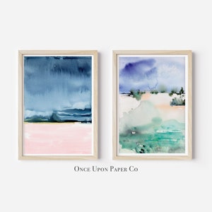Blue wall art, Navy blue wall art, Gallery wall decor, Large wall decor, Printable wall art, Wall art prints, Abstract art, print set