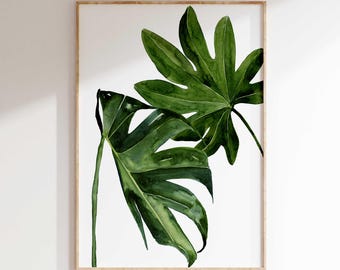 Impresión de hojas de monstera: Arte mural de plantas exóticas de interior (impresión digital)