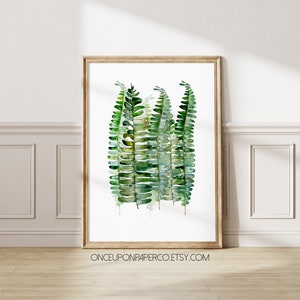Watercolor print, Fern print, Fern leaves, Housewarming gift, Bedroom wall art, Abstract painting, Large poster, Living room decor